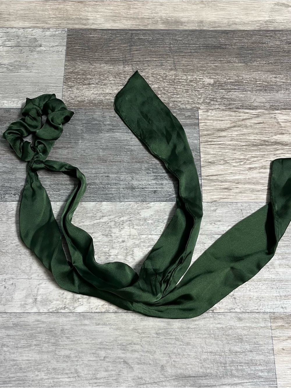 Dark Green Satin Scarf Scrunchie Hair Tie